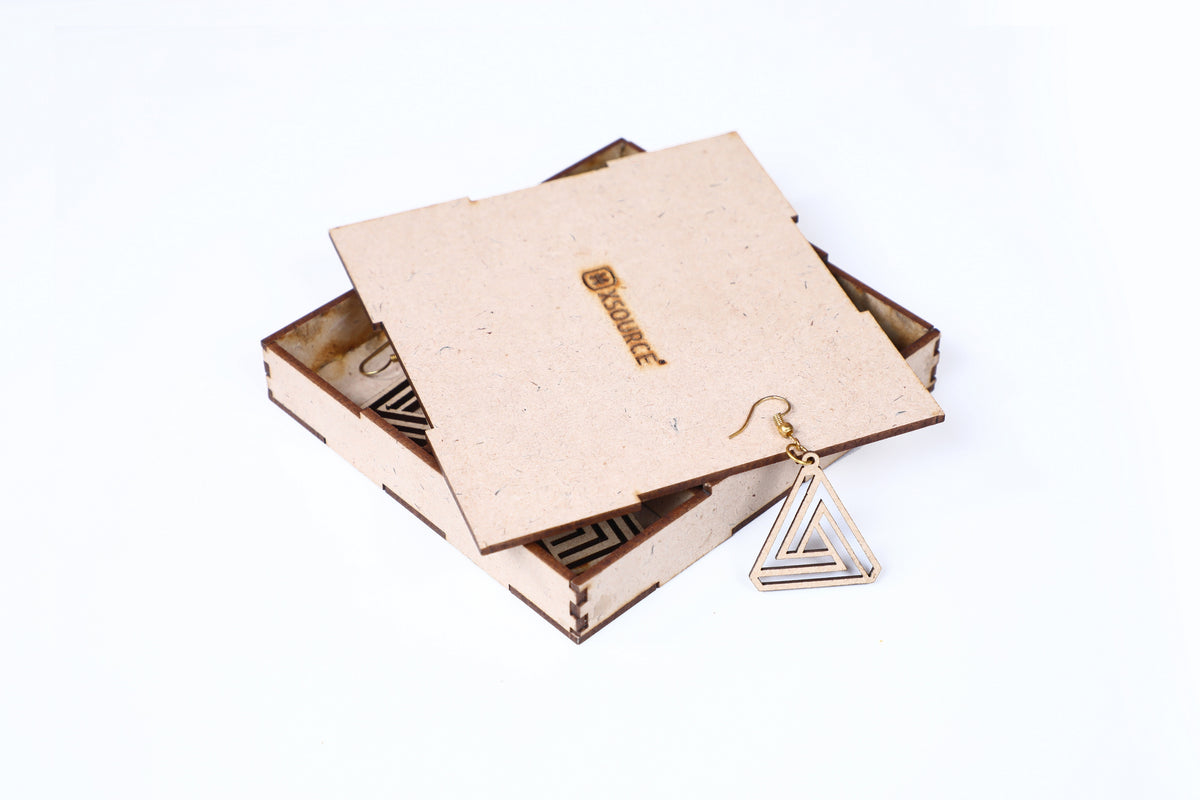Wooden Round & Square Earrings with Jewelry Organizer Box Set of 6 Pairs for Women and Girls