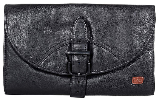 Men's Black Leather Toiletry Bag